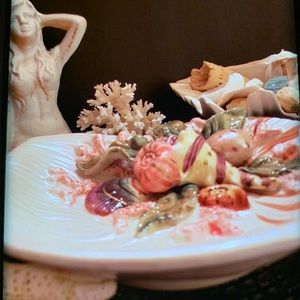 FITZ and FLOYD “ Oceana” Pattern Clam Shell Relish Dish. RARE. MINT!